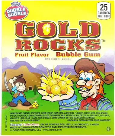 Dubble Bubble Gold Rocks Gumballs (.92"/1080 count) Product Display