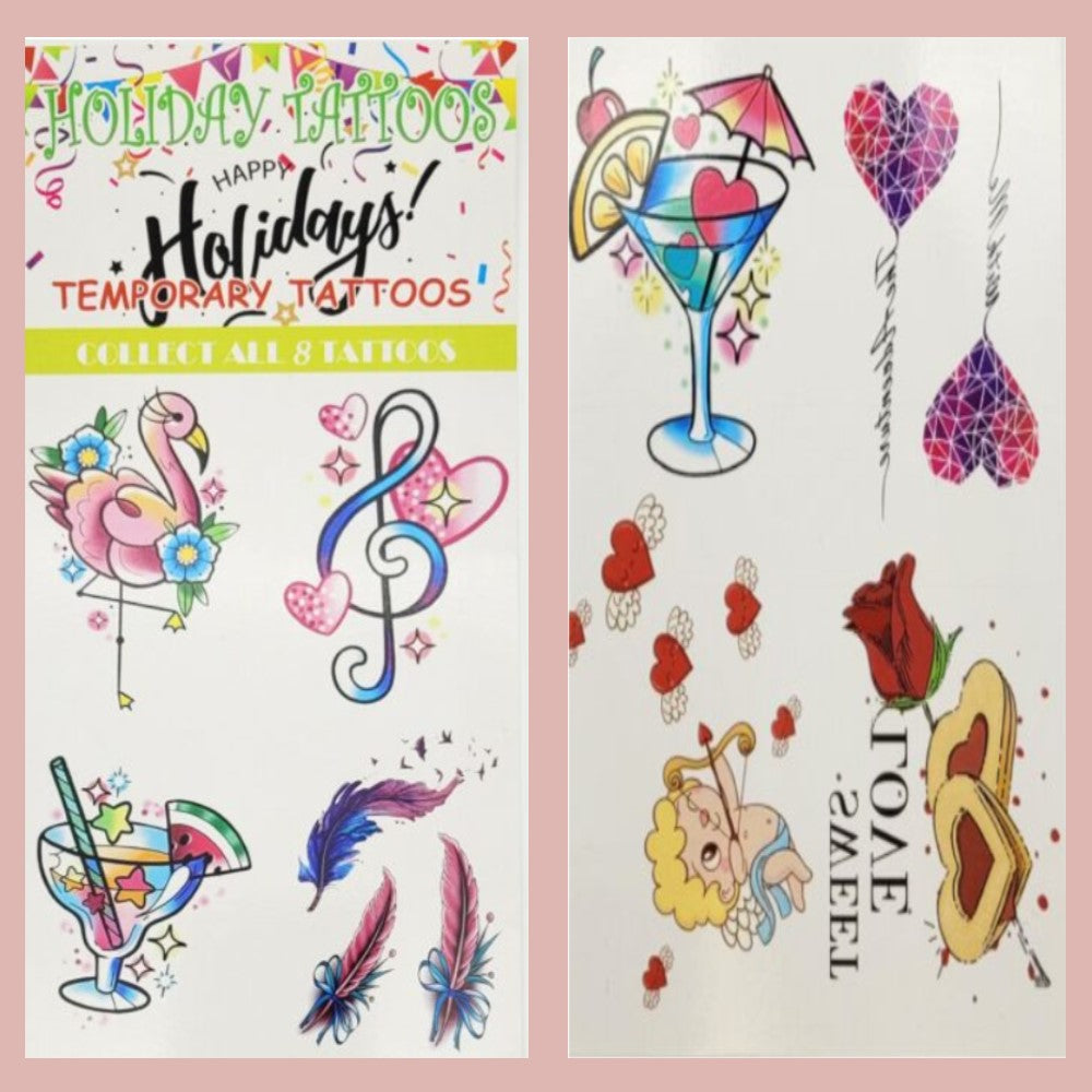 Display card for holiday tattoos