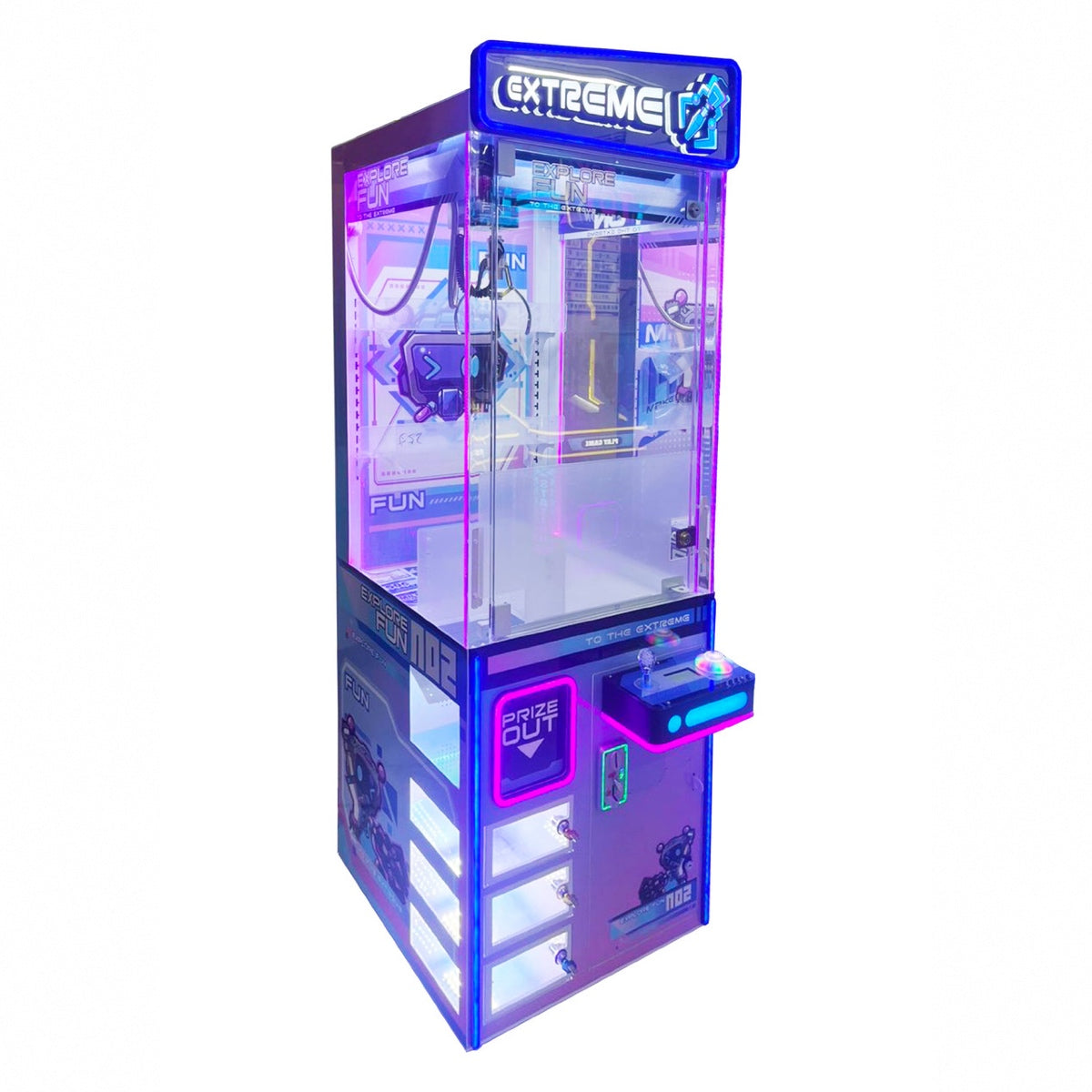 To the Extreme 25" Claw Machine w/ Locker Boxes Product Image Angle View