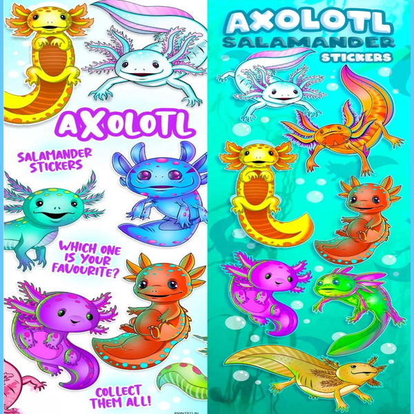 Front and back display card for Axolotl stickers
