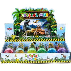 Crystal Mud Slime with Dinosaur Figure & Beads 8.5in (6pcs)