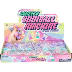 Squeezy Gumball Machine with Beads 2.5in Asst (24pcs)