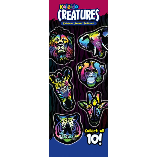 Kaleido Creatures Rainbow Animal Tattoos Product Display Back