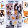 Cartoon dog and cat display card for Pocket Paw figurines 