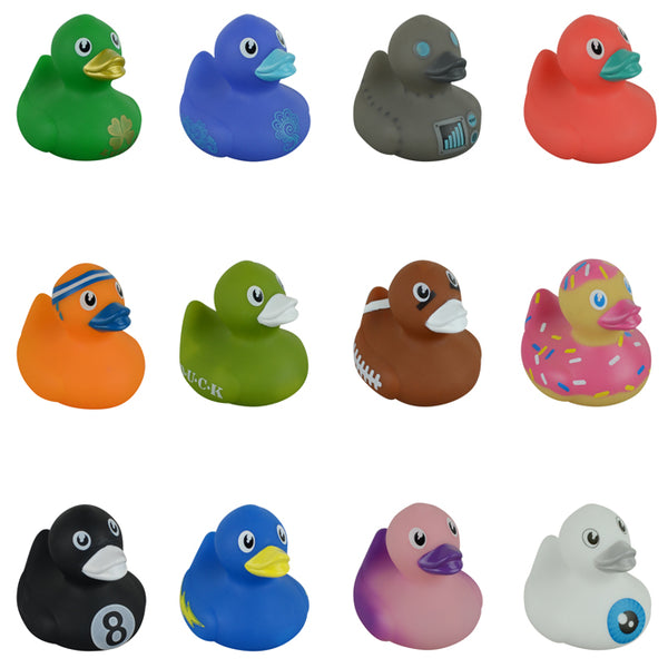 2 inch rubber duckies series two in 12 assorted patterns