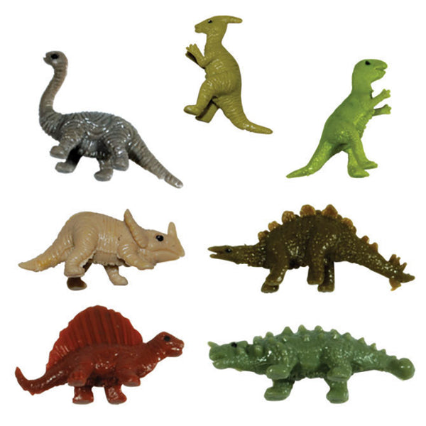 close up of stretchy dinosaurs triceratops, brontosaurus, T-rex, parasaurolophus, stegosaurus and more