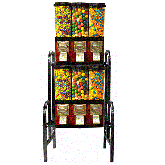Double LYPC Triple Pod candy and gumball vending machine in color red