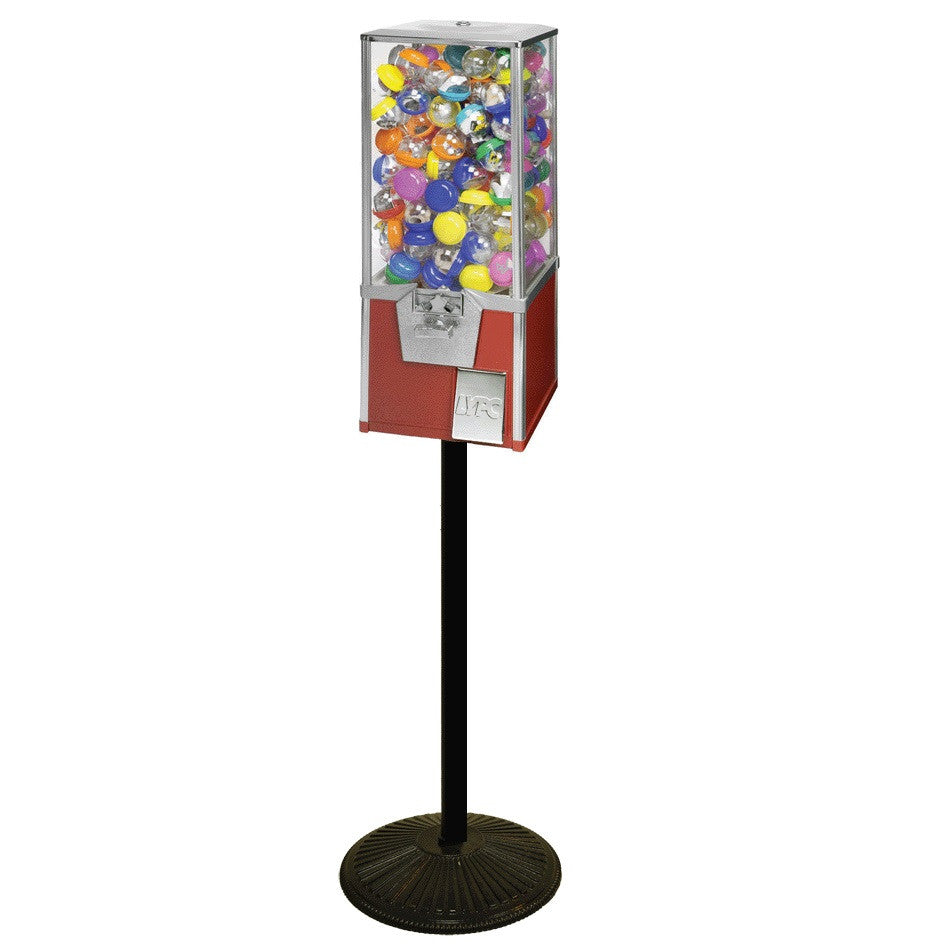 LYPC Big Pro red colored 2" toy capsule vending machine on a stand