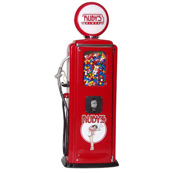 Ruby's Diner gas pump gumball machine, red on red