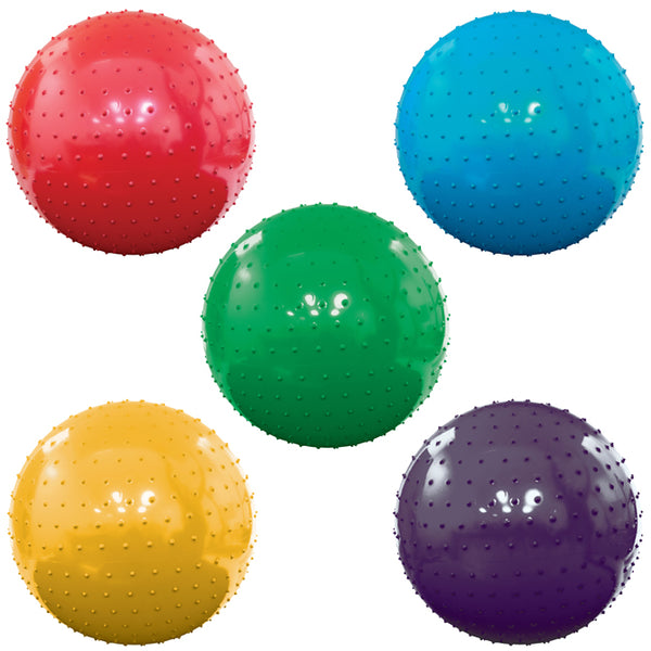 10 inch knobby balls in  red, blue, green, yellow and purple