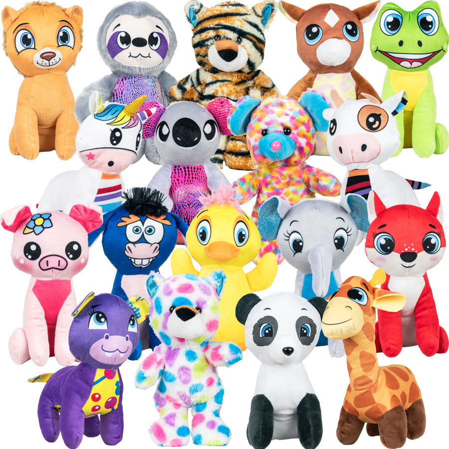 Close up view of cute colorful plush