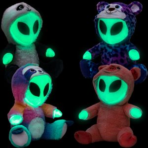 Medium Glow-in-the-Dark Aliens in Animal Costumes 10in Asst