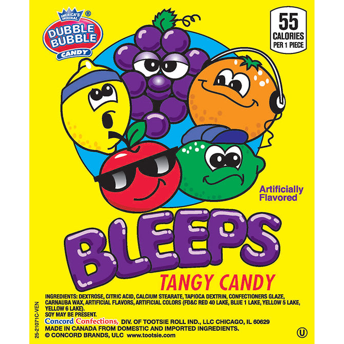 Bleeps Tangy Coated Candy 23 LB Product Display