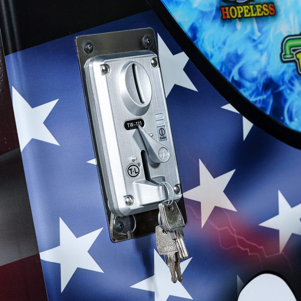 Boxer Punching Arcade Game Machine Coin Mechanism Key Panel Close Up Product Image