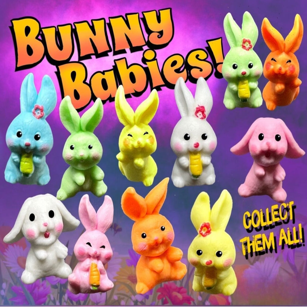 Purple display card for Bunny Babies 