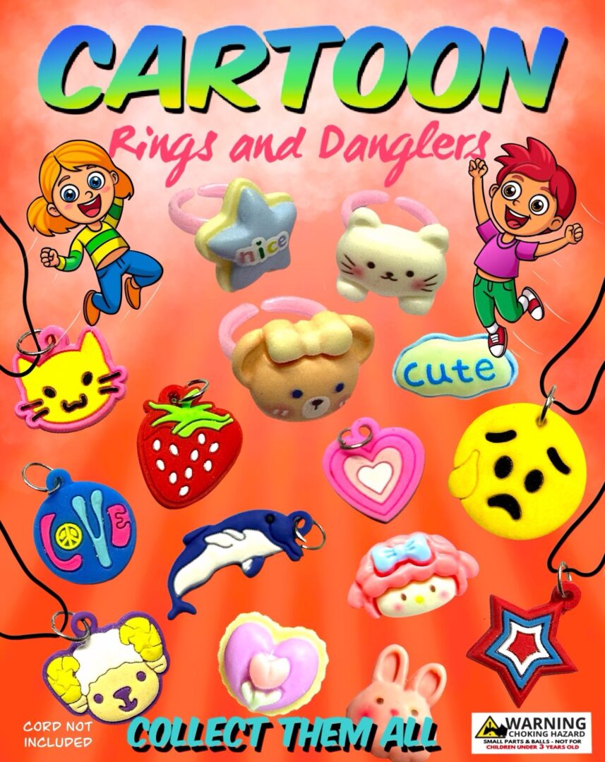 Cartoon Rings & Danglers 1" Capsules Product Image