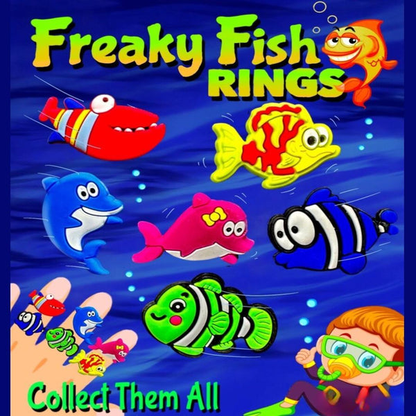Blue display card for  Freaky Fish rings
