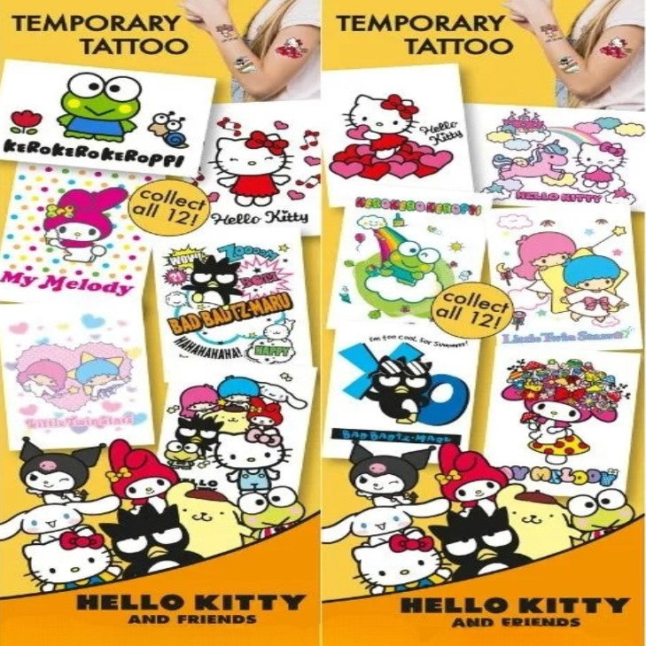 close up of cute Hello Kitty temporary tattoos