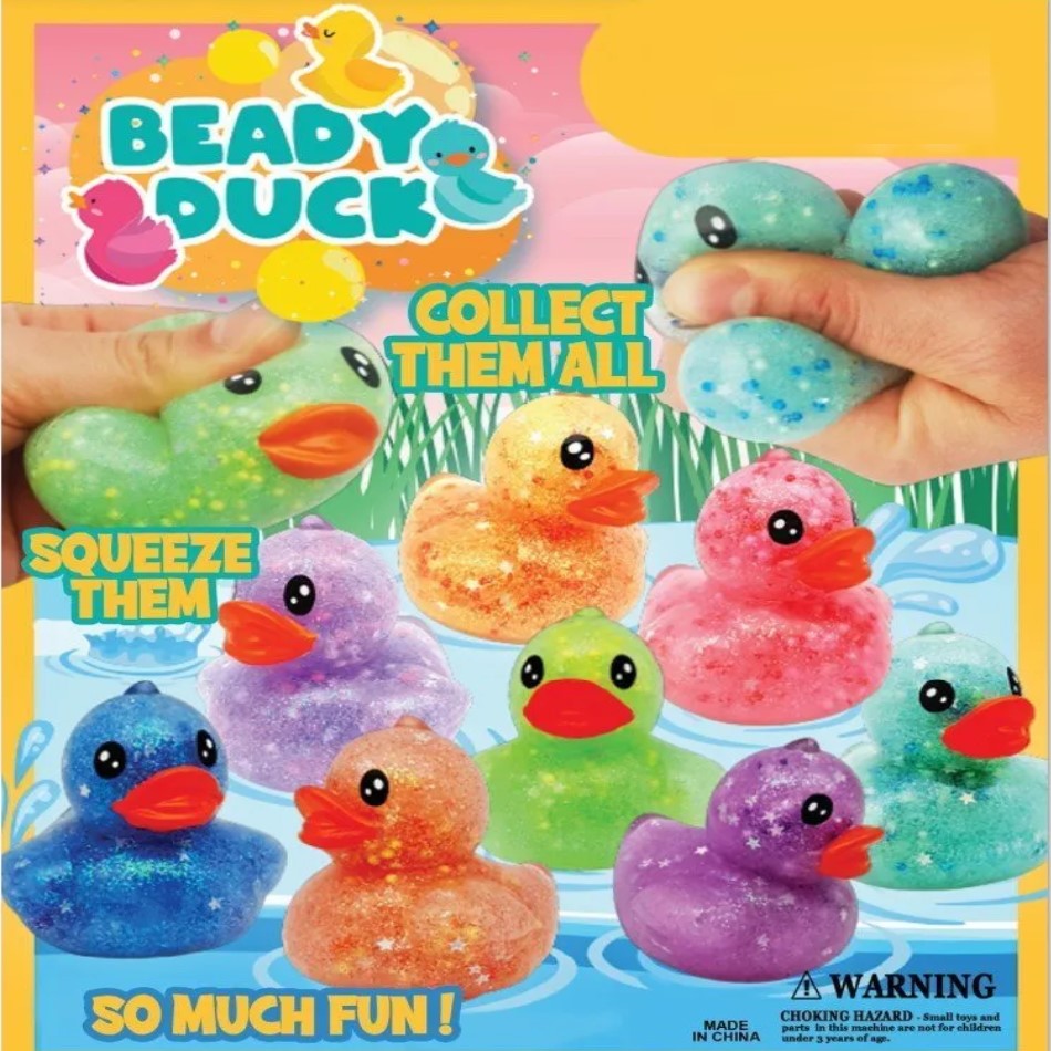 Jumbo Glitter Beady Ducks colorful display card 