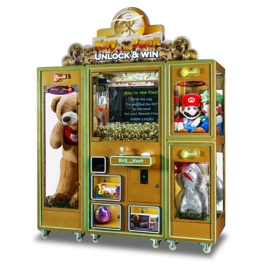 Key to the Vault Deluxe Crane Machine w/ Dual Side Boxes Right Side Angle Product Image