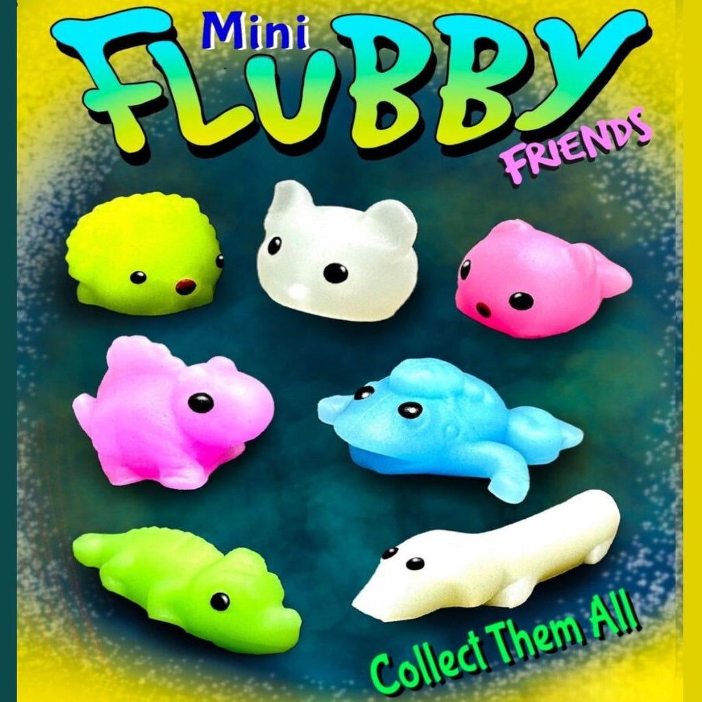 Green and yellow display card for mini flubby friends