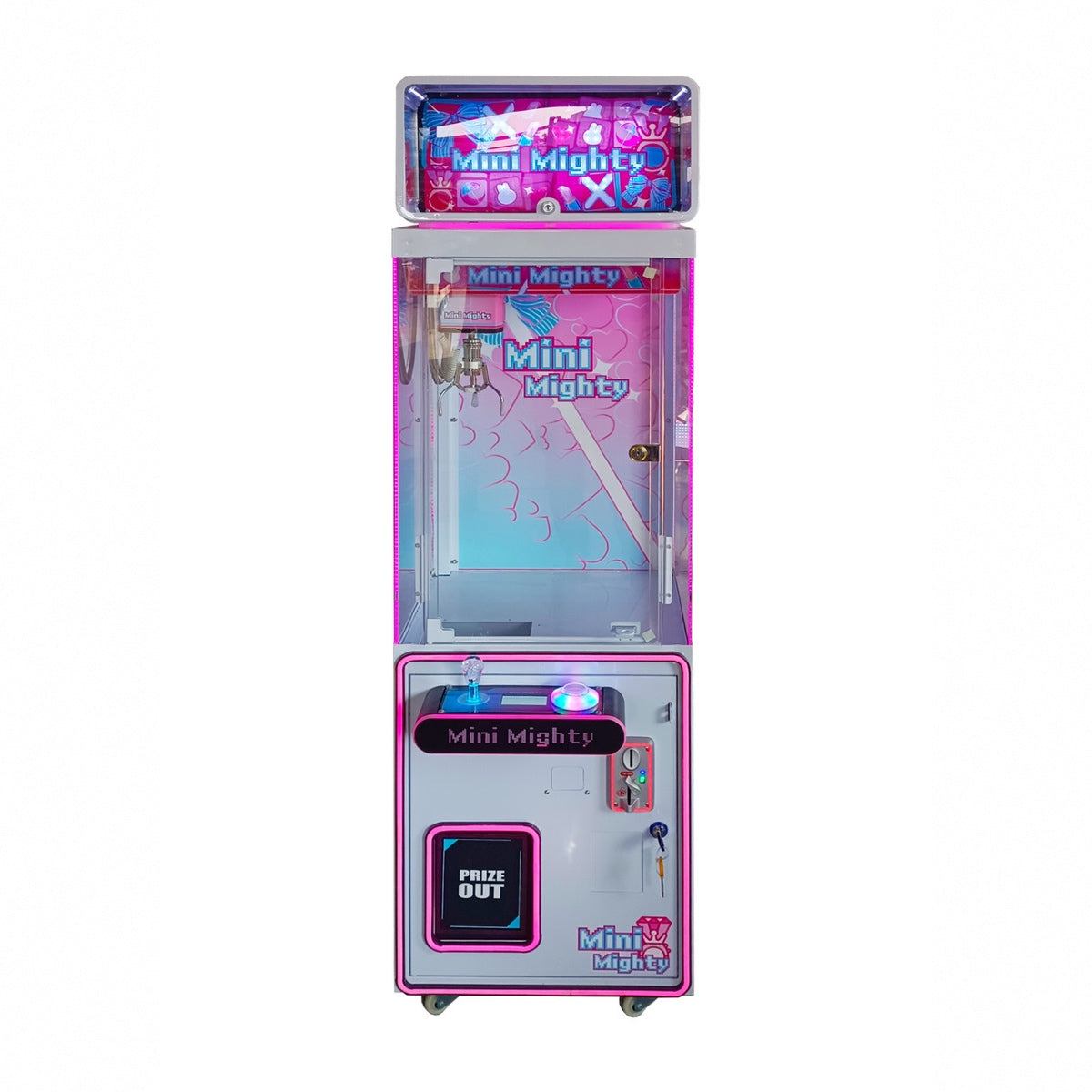 Mini Mighty Pink 19.5" Claw Machine Product Image Front View