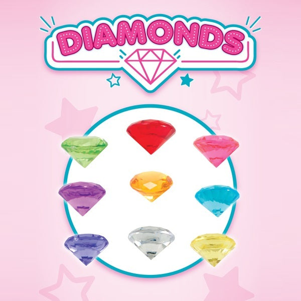 Back side of Plastic Diamonds display card in color pink