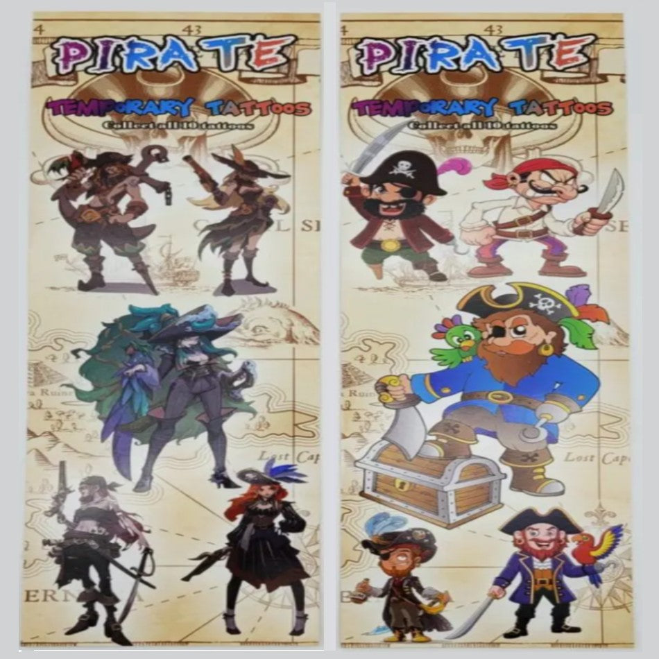 Front and back display card for pirate tattoos