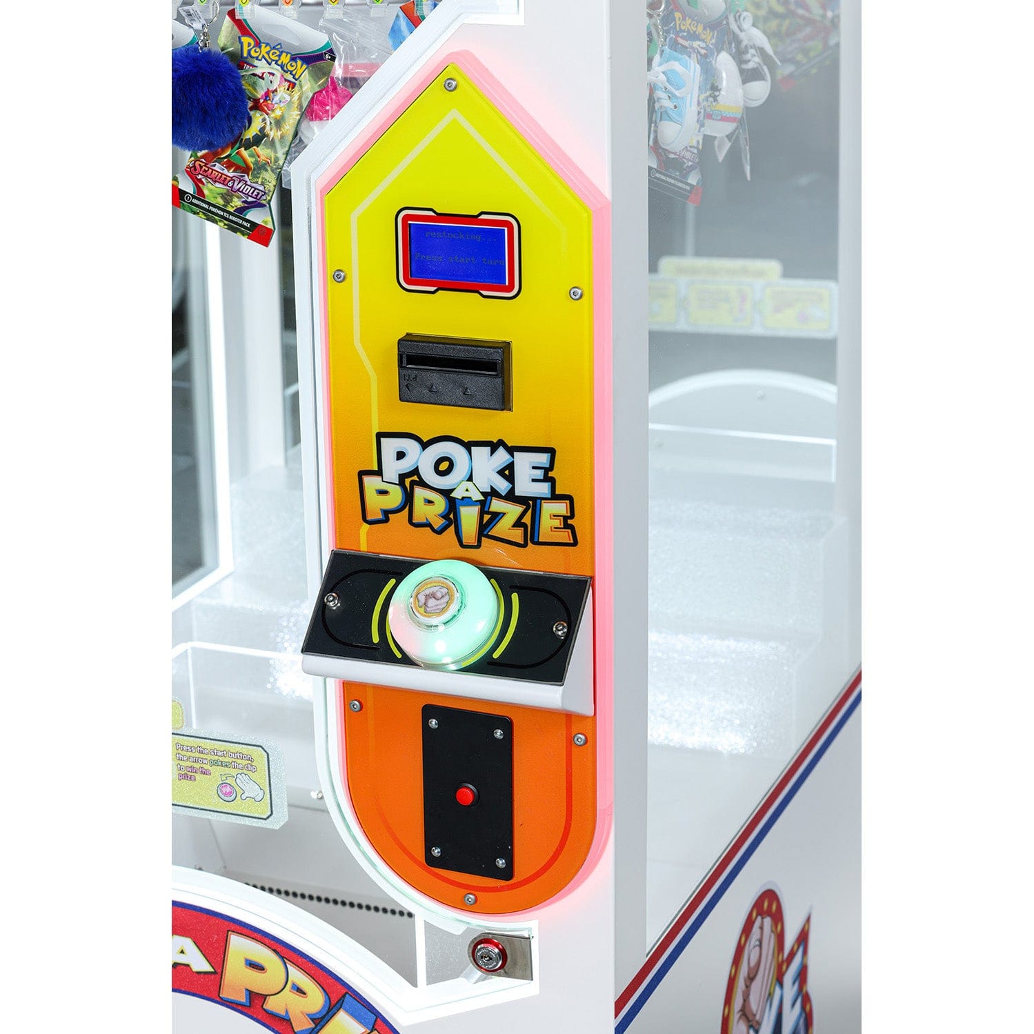 Poke A Prize Arcade Cabinet Game Machine Screen Close Up