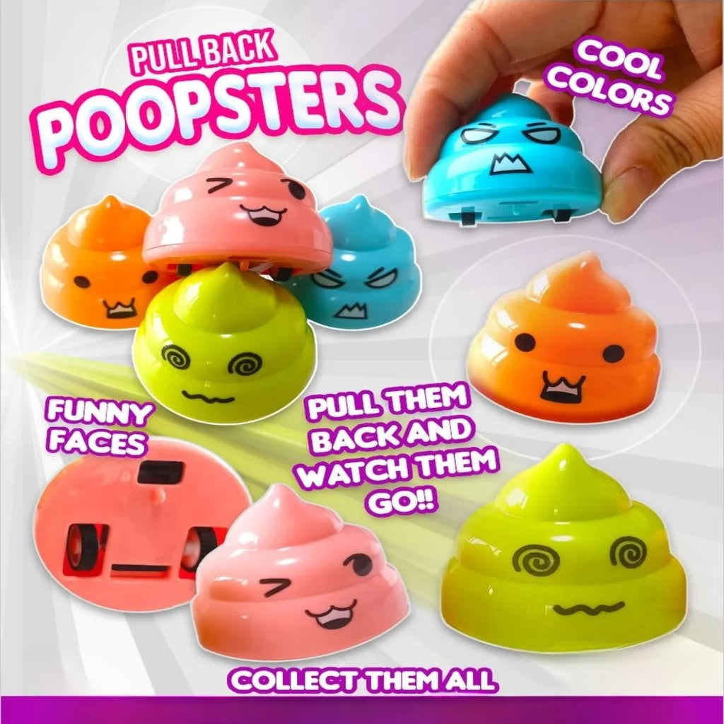 Pink display card for Pull back Poopsters