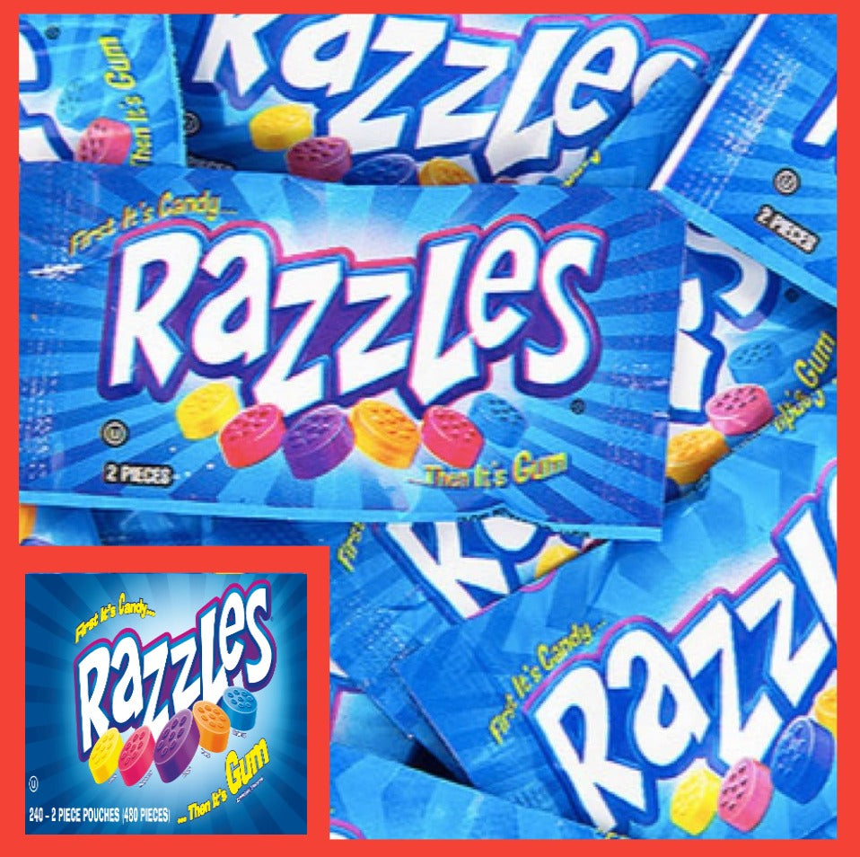 Smith's Razzles Razzles® 2-Piece Fun Size Packs (23.73 LB/3,000 Count) | Gumball.com