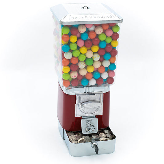 Rhino Pro Metal Red Vending Machine with Gumball Wheel & Cash Box - 25 Cent Product Image