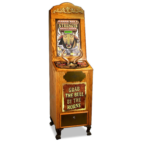 Rodeo Bull Strength Tester Classic Oak Novelty Machine Product Image