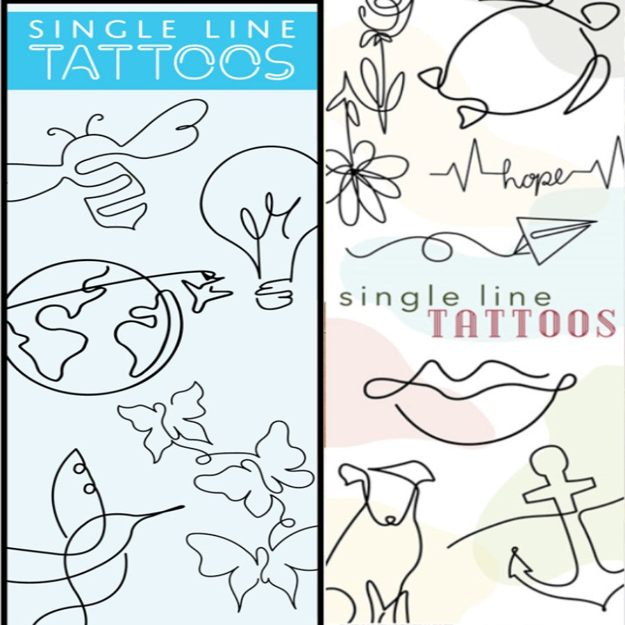 Single line tattoo display card front and back