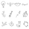 Close up of single line tattoos in 12 designs 