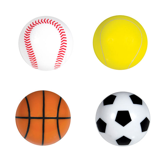 Sport Balls in baseball, soccer, tennis and basketball.