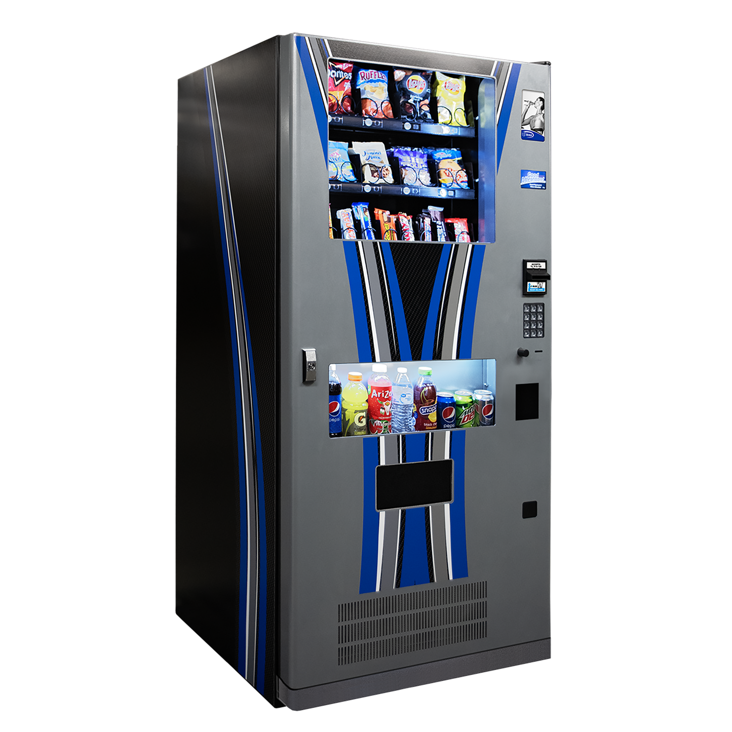 Seaga Quick break QB 4000 Combo Combination Snack Candy and Drink vending Machine Product Image Graphic Option B Right Angle View