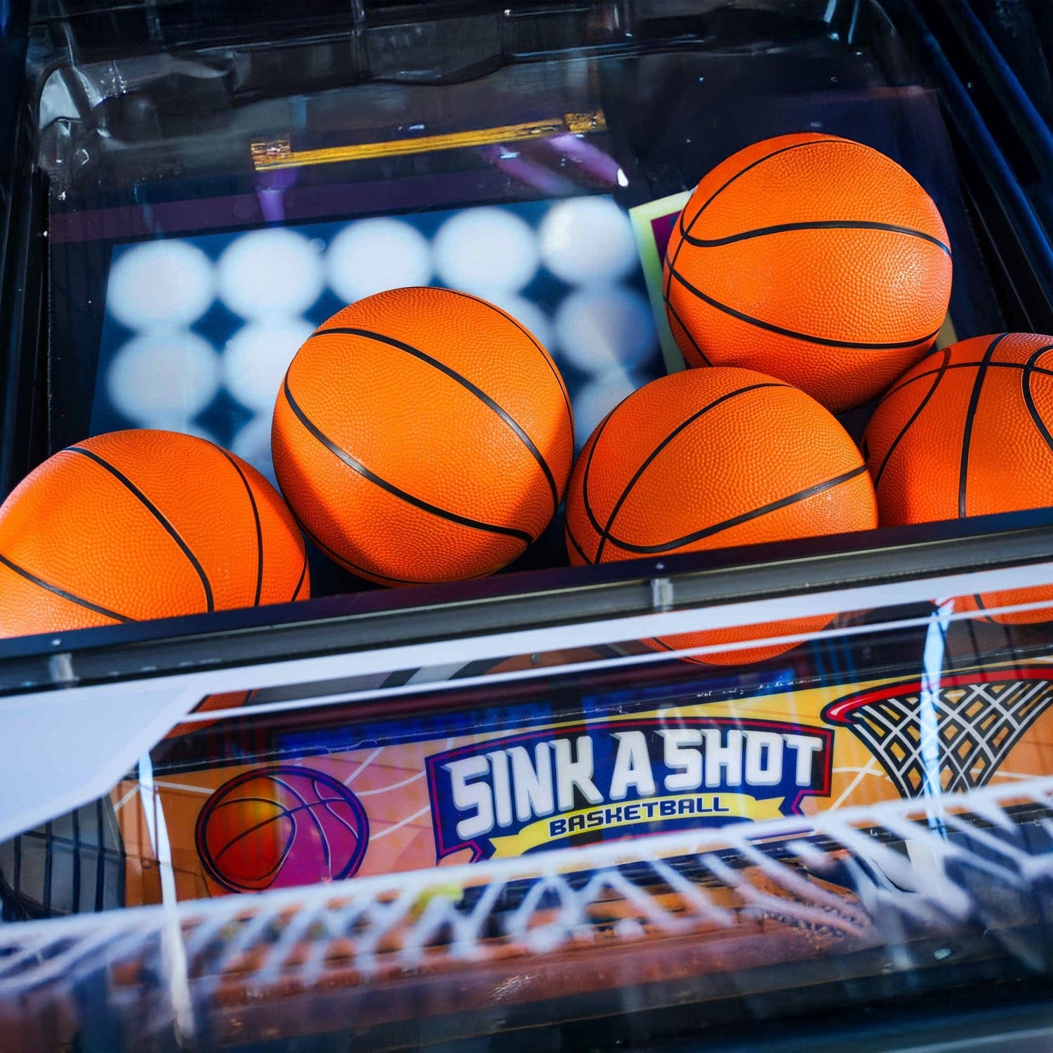 Sink A Shot Kiddie Basketball Arcade Game Basket Balls Close Up Product Image