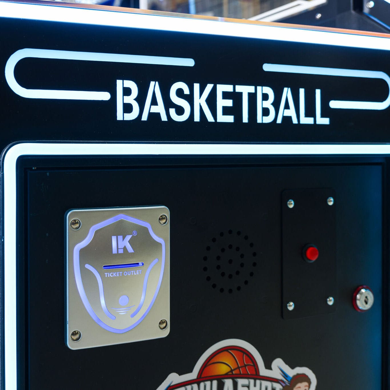 Sink A Shot Kiddie Basketball Arcade Game Front Panel Close Up Product Image