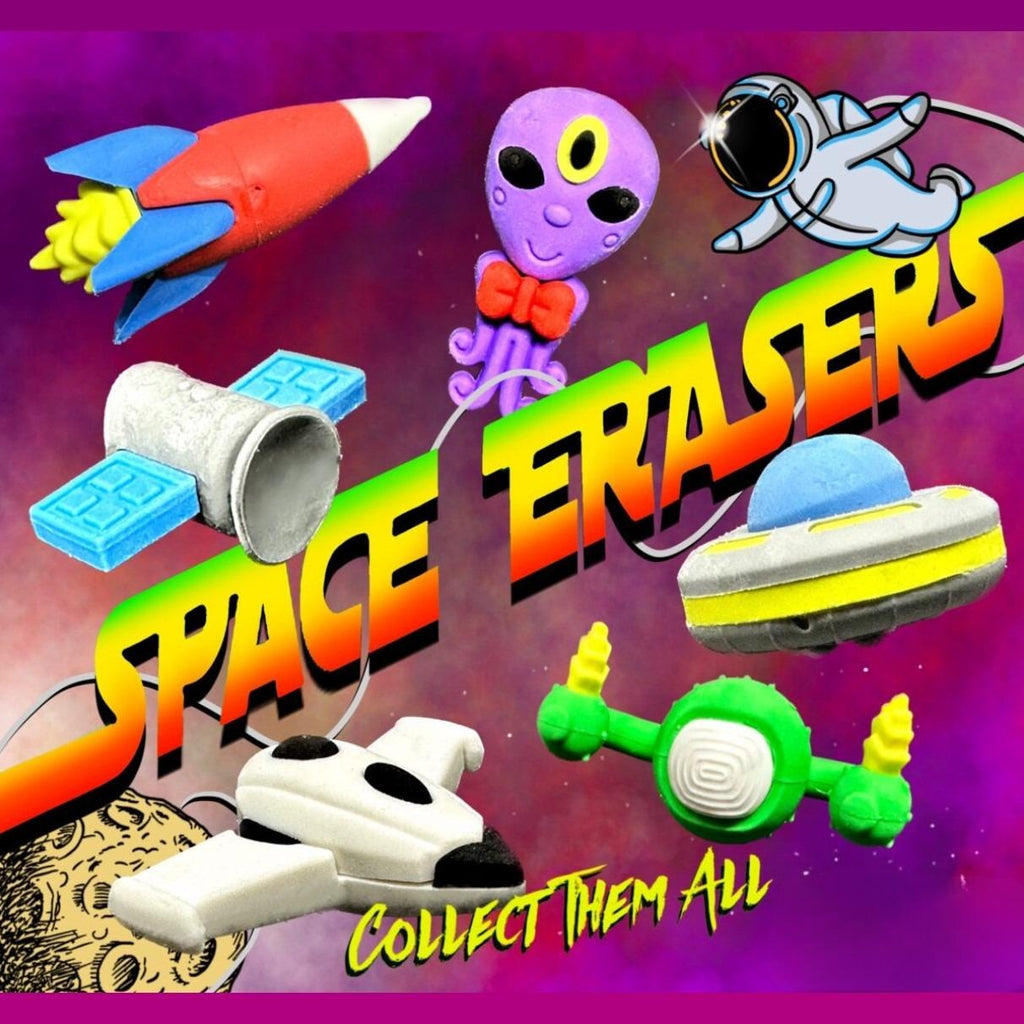 purple display card for space erasers