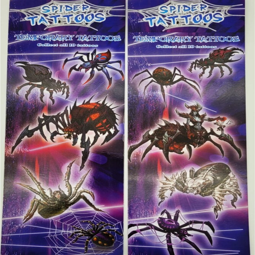 Front and back display card for spider tattoos