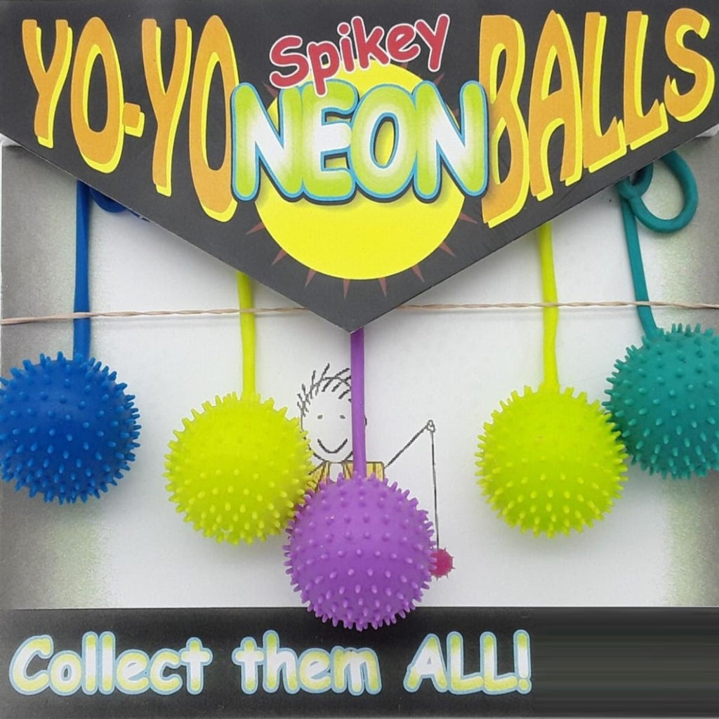 white display card for Spikey yo-yo neon balls