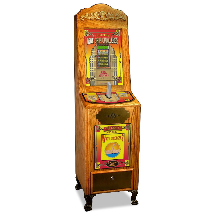 True Grip Strength Tester Classic Oak Novelty Machine | Gumball.com