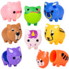 Closse up view of the acornanimals in a bat, naked mole rat, capybara, bull, cheetah, frog, red panda, and unicorn