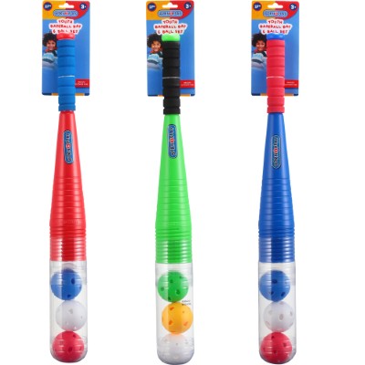 Plastic Bat 27in with 3 Asst Colors Bonus Balls (12pcs)