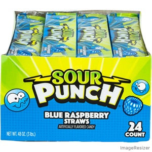 Sour Punch® Straws Blue Raspberry (24pcs)
