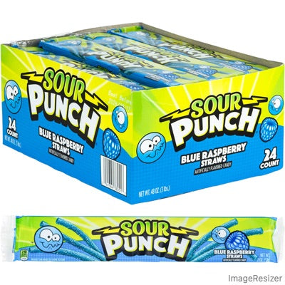 Sour Punch® Straws Blue Raspberry (24pcs)