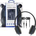 Wired Headphones and Earbuds 2pk-Blue