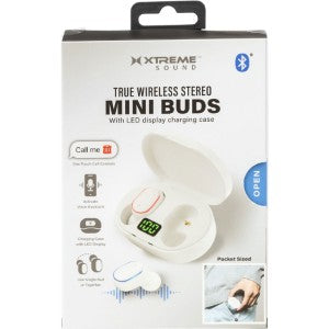 Bluetooth Mini Buds with LED Display Charging Case-White (1ct.)