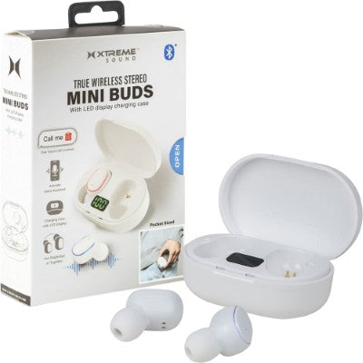 Bluetooth Mini Buds with LED Display Charging Case-White (1ct.)